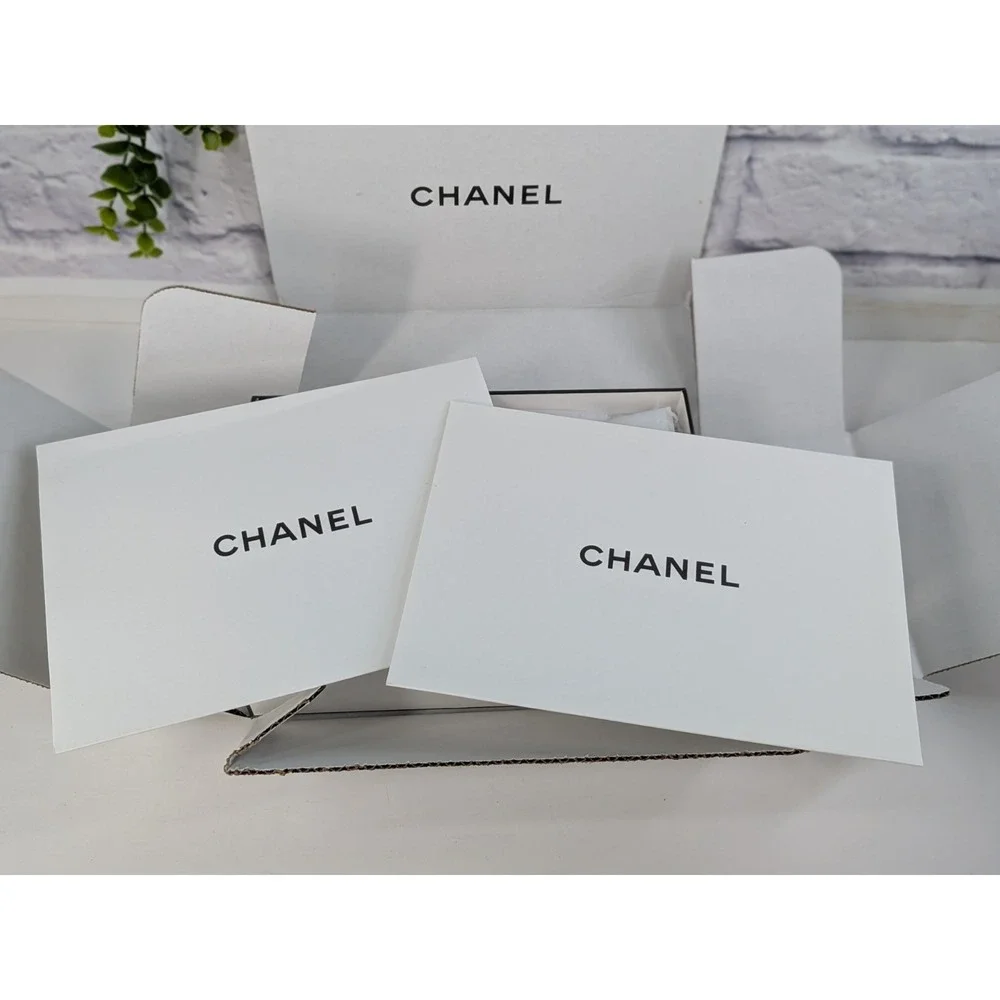 🖤Chanel Empty Gift Box White & Black Luxury Designer Packaging Note Cards Seal